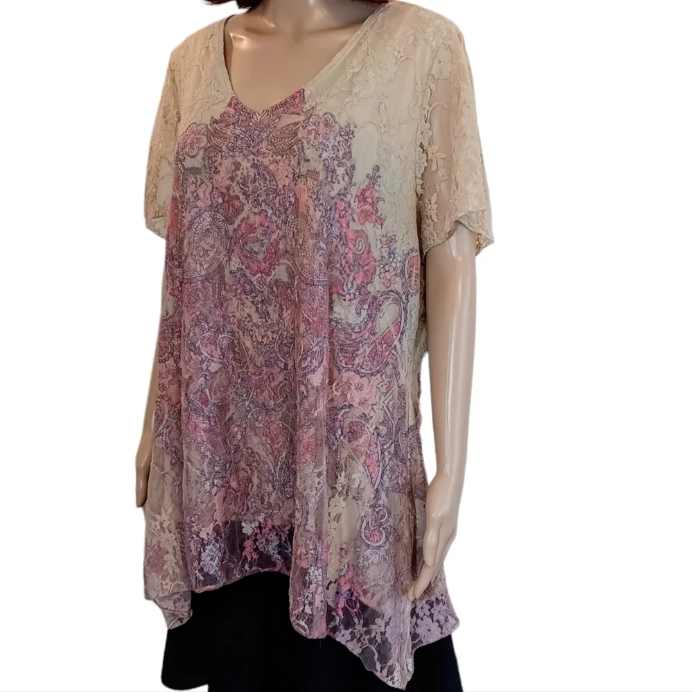 Brittany Black Boho Lace Top - Size 1X - Picture 2 of 11